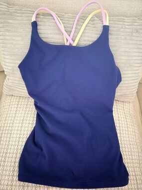 Athleta Girl | Navy Crossback Tank with Pastel Pink & Yellow Straps